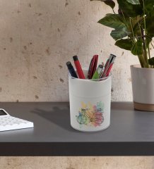 BK Gift Kişiye Özel Nostaljik Tasarımlı Beyaz Akrilik Kalemlik - Model 1