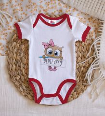 BK Kids Kişiye Özel İsimli Kırmızı Bebek Body Zıbın-46