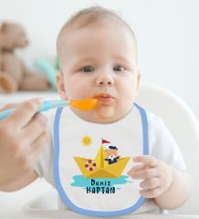 BK Kids Kişiye Özel Sevimli Kaptan Tasarımlı 2’li Mavi Mama Önlüğü-1