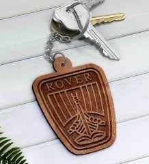 Rover Logolu Ahşap Anahtarlık-1