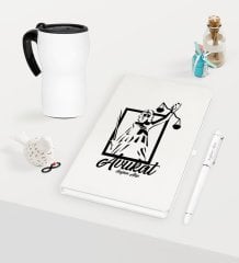 Kişiye Özel Avukat Temalı Beyaz Defter Kalem ve Termos Mug Seti  - 16