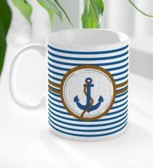 BK Gift Çapa Tasarımlı Beyaz Kupa Bardak-2