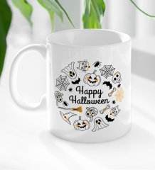 BK Gift Happy Halloween Tasarımlı Beyaz Kupa Bardak-5