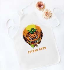 Kişiye Özel Happy Halloween Tasarımlı Beyaz Mutfak Önlüğü-5