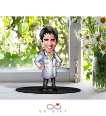 BK Gift Kişiye Özel Erkek Doktor Karikatürlü Ahşap Biblo-1