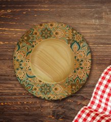 Kişiye Özel Retro Motif Tasarımlı Doğal Ahşap Tabaklı Türk Kahvesi Fincanı Model 11