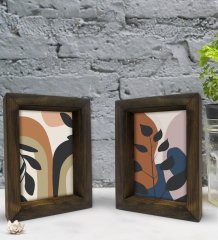 Bk Gift Dekoratif 2'li Doğal Masif Ahşap Çerçeve 15x20cm-42