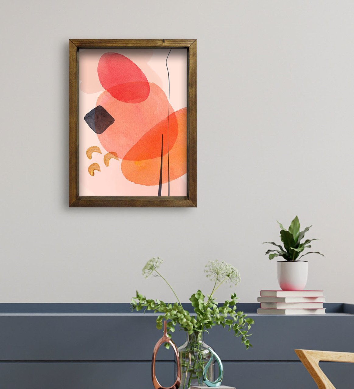 BK Gift Otel Odası Konseptli Doğal Masif Ahşap Çerçeveli Tablo 45x65cm-100