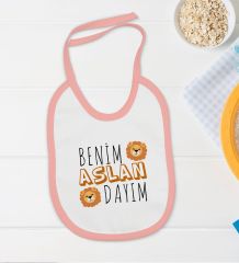 BK Kids Aslan Dayım Tasarımlı Pembe Bebek Body Zıbın ve Mama Önlüğü Hediye Seti-1