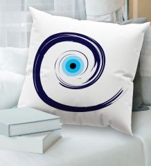 BK Gift Nazar Tasarımlı Beyaz Kırlent Yastık, Ev Hediyesi, Ev Dekorasyonu, Dekoratif Hediye-4