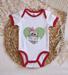 BK Kids Kişiye Özel İsimli Kırmızı Bebek Body Zıbın-45