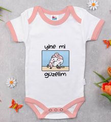 BK Kids Yine Mi Güzelim Tasarımlı Pembe Bebek Body Zıbın-1