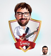 Kişiye Özel İsimli Erkek Gitarist Tasarımlı Dijital Karikatür-2