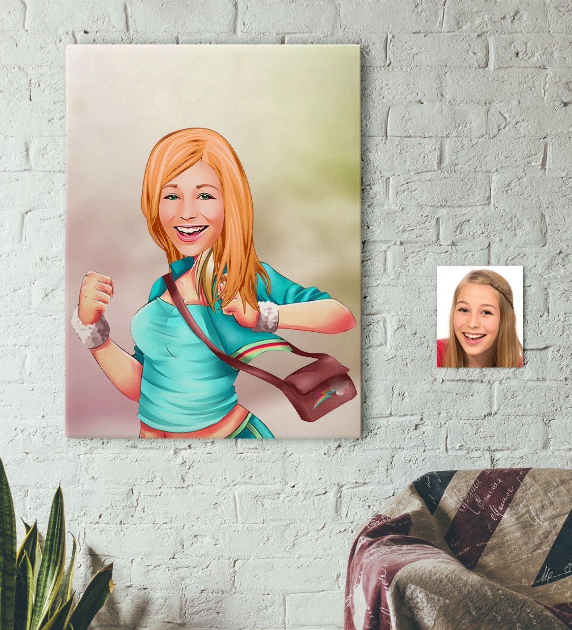 Kişiye Özel Kadın Karikatürlü Kanvas Tablo 50x70cm -52