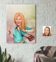 Kişiye Özel Kadın Karikatürlü Kanvas Tablo 50x70cm -52