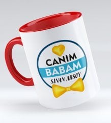 Kişiye Özel Canım Babam Tasarımlı Kırmızı Kupa Bardak - Model 1