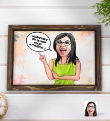 Kişiye Özel Kadın Nihayetinde Karikatürlü Doğal Ahşap Tepsi-5