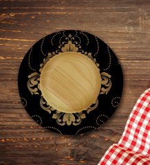 Kişiye Özel Retro Motif Tasarımlı Doğal Ahşap Tabaklı Türk Kahvesi Fincanı Model 10