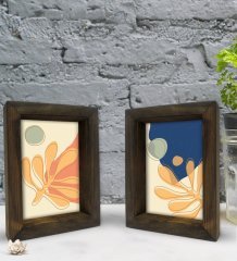 Bk Gift Dekoratif 2'li Doğal Masif Ahşap Çerçeve 15x20cm-41