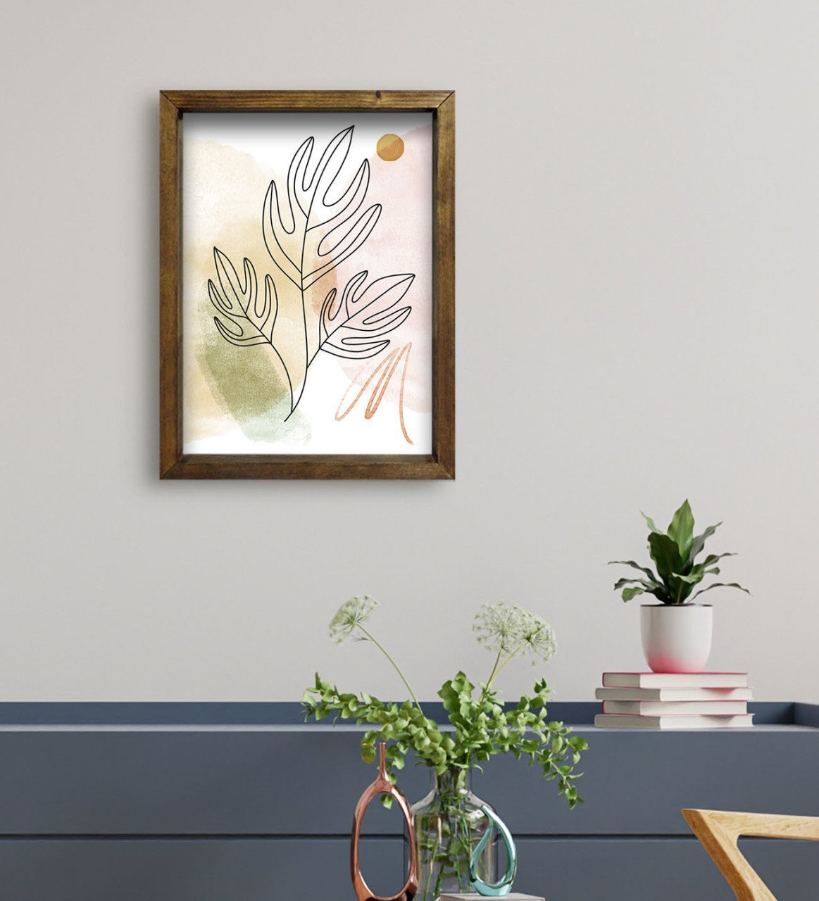 BK Gift Otel Odası Konseptli Doğal Masif Ahşap Çerçeveli Tablo 45x65cm-99
