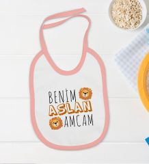 BK Kids Aslan Amcam Tasarımlı Pembe Bebek Body Zıbın ve Mama Önlüğü Hediye Seti-1