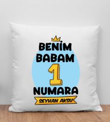 BK Gift Kişiye Özel İsimli Babalar Günü Tasarımlı Beyaz Kırlent Yastık-12, Babaya Hediye, Ev Dekorasyonu, Babalar Günü Hediyesi