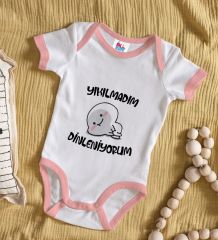 BK Kids Yıkılmadım Dinleniyorum Tasarımlı Pembe Bebek Body Zıbın-1