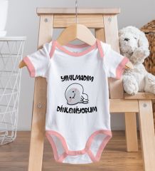 BK Kids Yıkılmadım Dinleniyorum Tasarımlı Pembe Bebek Body Zıbın-1