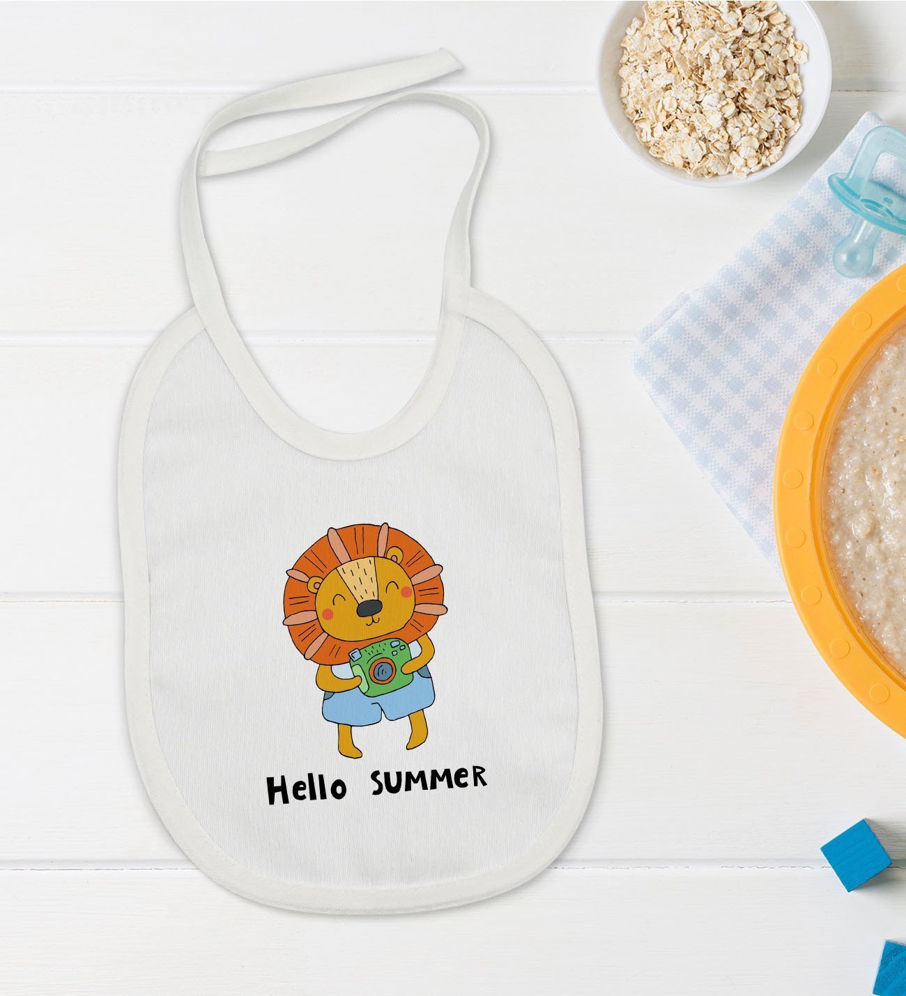 BK Kids Hello Summer Tasarımlı Bebek Mama Önlüğü - Model 1