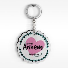 Kişiye Özel Canım Annem Tasarımlı Ahşap Anahtarlık - 10