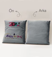 BK Gift Kişiye Özel Yılbaşı Tasarımlı Organizer Kumanda ve Atıştırmalık Cepli Gri Kırlent Yastık, Yılbaşı Hediyesi- 11, Yeni Yıl Hediyeleri