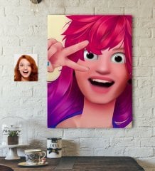 Kişiye Özel Kadın Animasyon Karikatürlü Kanvas Tablo 50x70cm -10