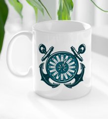 BK Gift Çapa ve Pusula Tasarımlı Beyaz Kupa Bardak-1