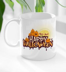 BK Gift Happy Halloween Tasarımlı Beyaz Kupa Bardak-3
