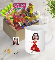 Kişiye Özel Bayan Manken Karikatürlü Nostaljik Lezzetler Kupa Seti