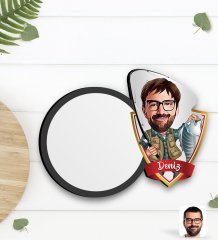 Kişiye Özel Erkek Balıkçı Karikatürlü Ahşap Bardak Altlığı-1