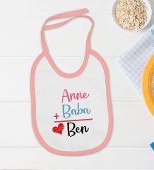 BK Kids Anne Baba Tasarımlı Pembe Bebek Body Zıbın ve Mama Önlüğü Hediye Seti-1