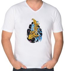BK Gift Balık Tasarımlı V Yaka Tişört-1