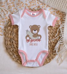 BK Kids Kişiye Özel Pembe Bebek Body Zıbın - Model 136