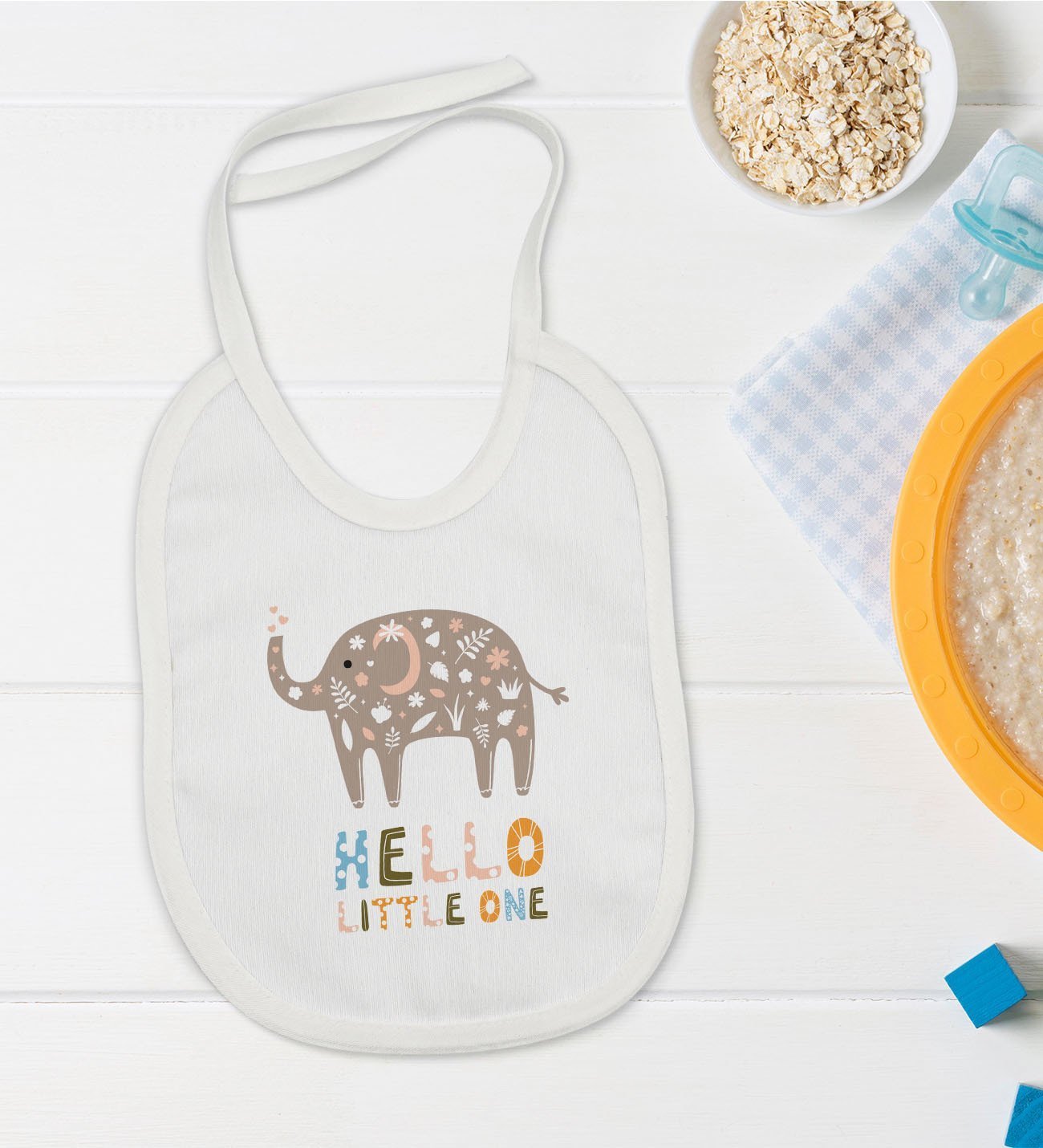 BK Kids Hello Little One Tasarımlı Bebek Mama Önlüğü - Model 1