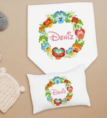 BK Kids Kişiye Özel İsimli Bebek Battaniye ve Yastık Hediye Seti, Yeni Doğan Bebek Hediyesi, Bebek Uyku Seti-12