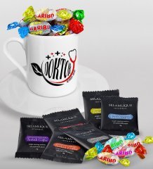 Kişiye Özel Doktor Türk Kahvesi Fincanı Selamlique Karışık Türk Kahvesi ve Haribo Şeker Hediye Seti-10