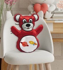 BK Gift Uzay Aracı Tasarımlı Kırmızı Ayıcık Yastık-1
