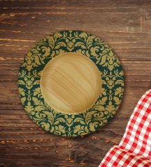 Kişiye Özel Retro Motif Tasarımlı Doğal Ahşap Tabaklı Türk Kahvesi Fincanı Model 8