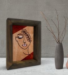 BK Gift Minimalist Woman Tasarımlı Dekoratif Doğal Masif Ahşap Çerçeve 15x20cm-2
