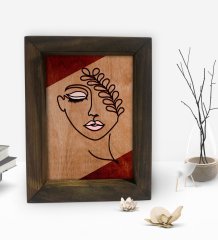 BK Gift Minimalist Woman Tasarımlı Dekoratif Doğal Masif Ahşap Çerçeve 15x20cm-2