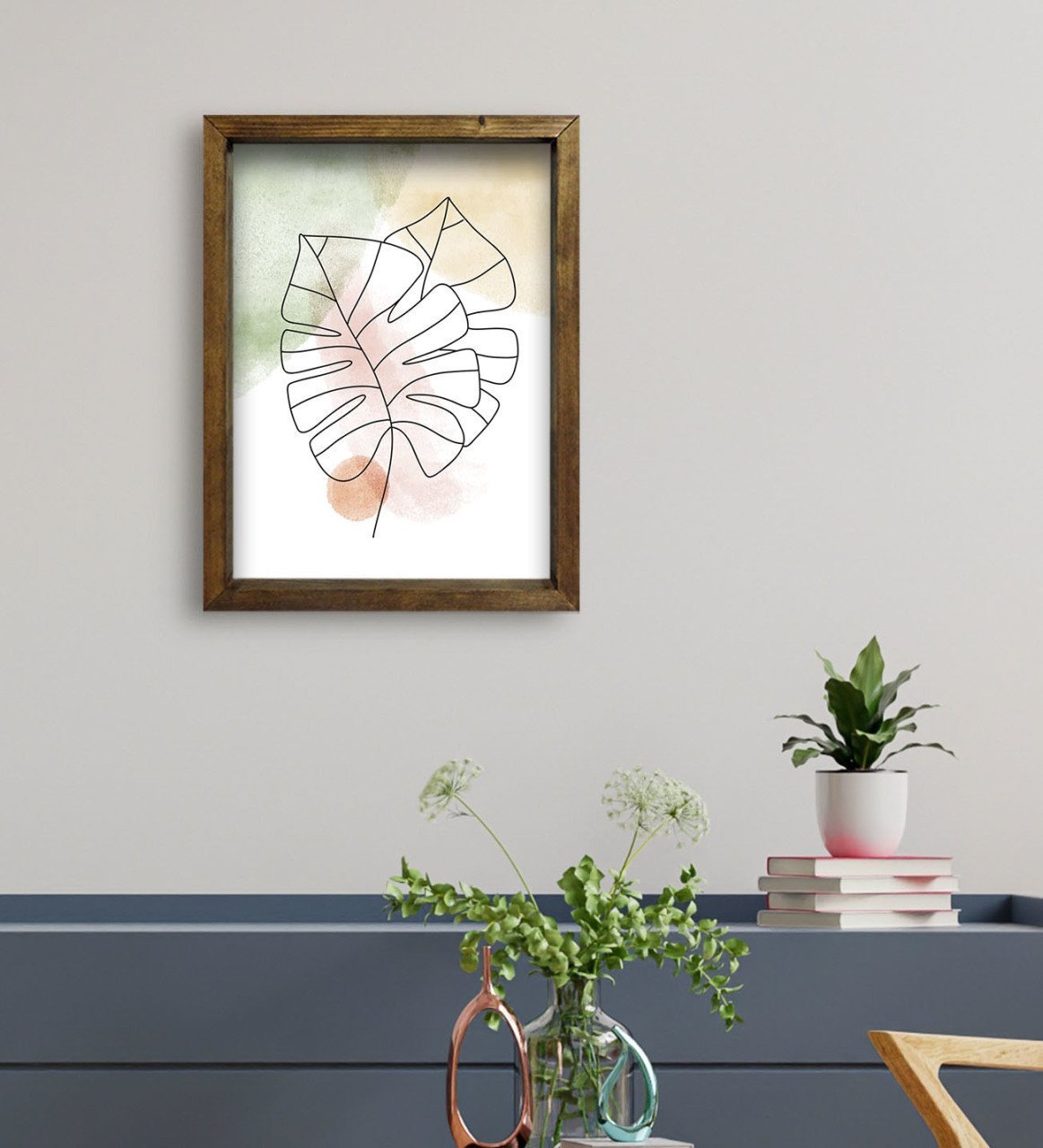 BK Gift Otel Odası Konseptli Doğal Masif Ahşap Çerçeveli Tablo 45x65cm-97