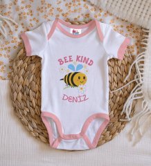 BK Kids Kişiye Özel Pembe Bebek Body Zıbın - Model 135