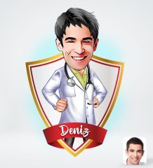 Kişiye Özel İsimli Erkek Doktor Tasarımlı Dijital Karikatür-1