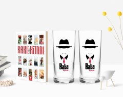Kişiye Özel Renkli Baskılı Godfather Baba Tasarımlı İkili Rakı Bardağı ve Rakı Cep Kitabı Hediye Seti-11